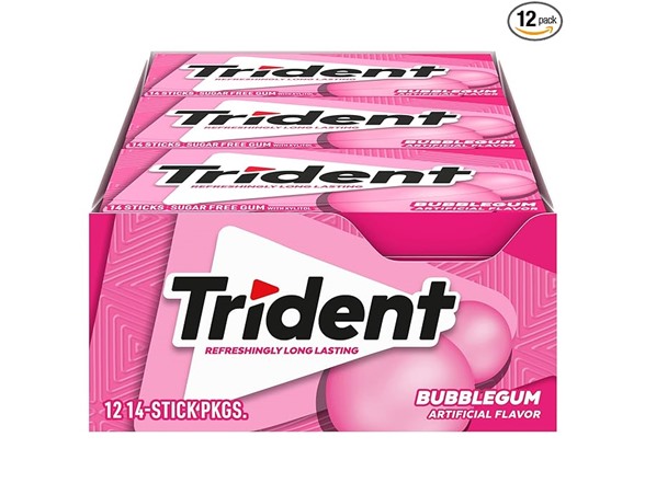 12 PK Trident Bubblegum Sugar-Free Chewing Gum