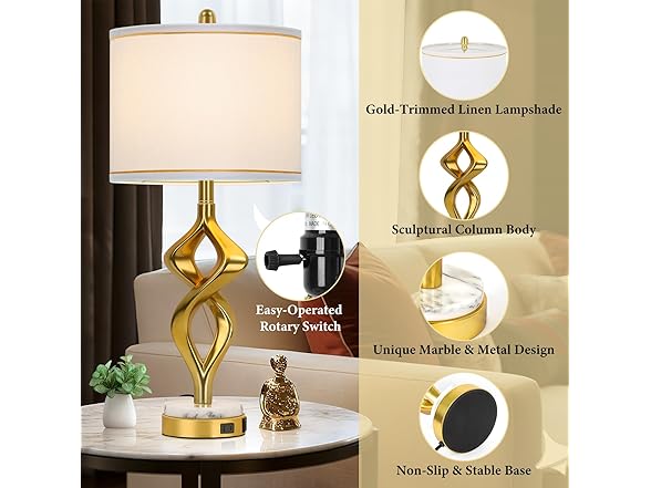 TOBUSA 28.5" Modern Sculptural Living Room Table Lamps Set of 2