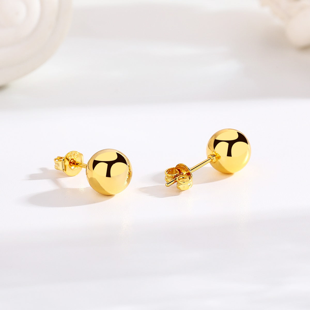 14K Gold Ball Stud Earrings - Gallery 8