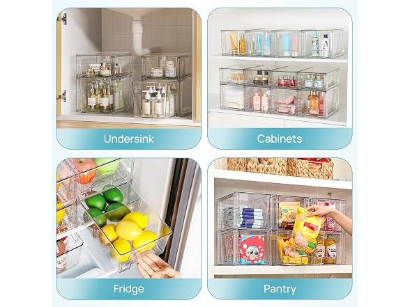 Vtopmart Stackable Storage Drawers, 4 Pack