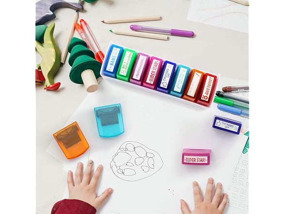 8PCS Teacher Stamp Set,Colorful