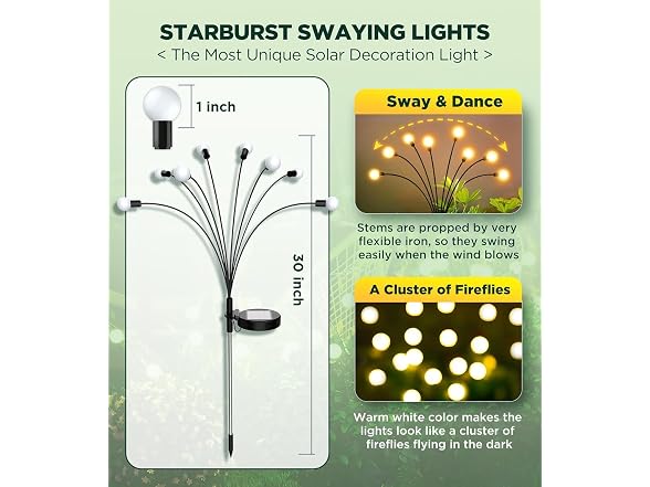 Ulaiyohome Solar Garden Lights, 4 Pack