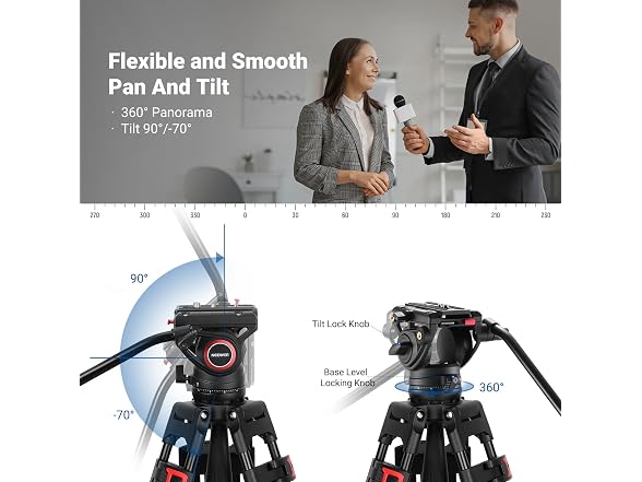 NEEWER 74in Video Tripod with Fluid Head TP74 (SHORTEN TITLE - ASHLYN)