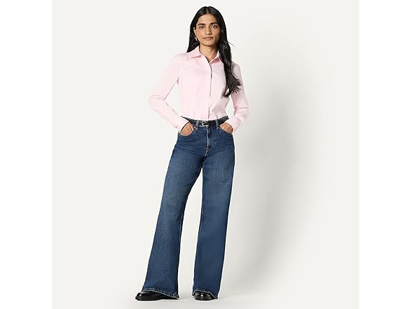 Amazon Essentials Women Stretch Poplin Button-Up Shirt - Gallery 10