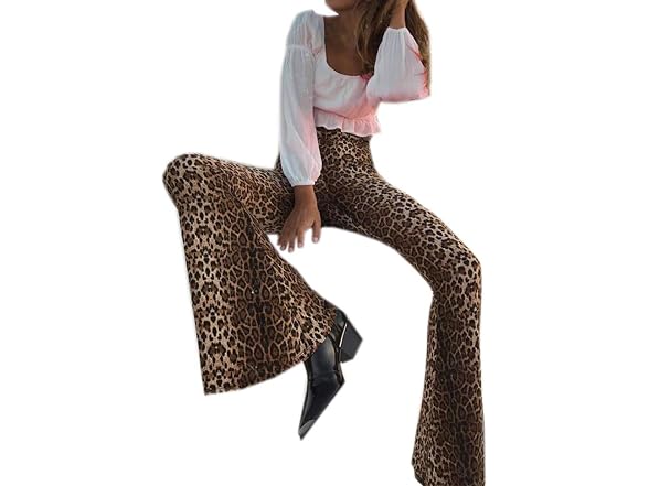 Louvton Women (XL) High Waist Flare Pants Trousers