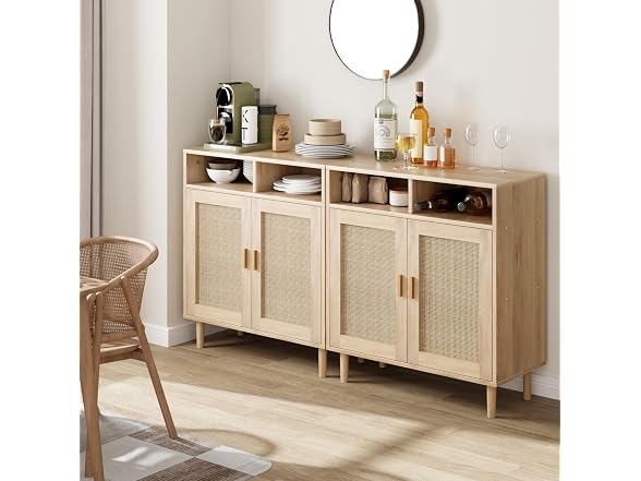Set of 2 Rattan Sideboard, Natural