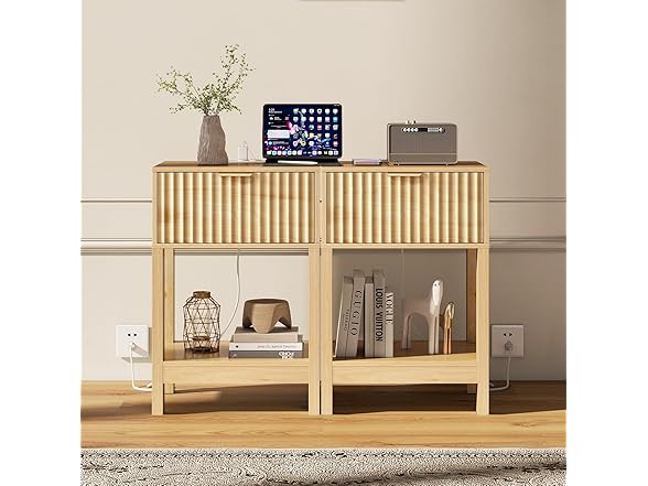 Nasonet Oak Nightstands with Drawer