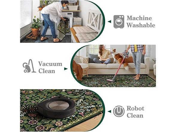Moynesa Floral Washable 8x10 Rug