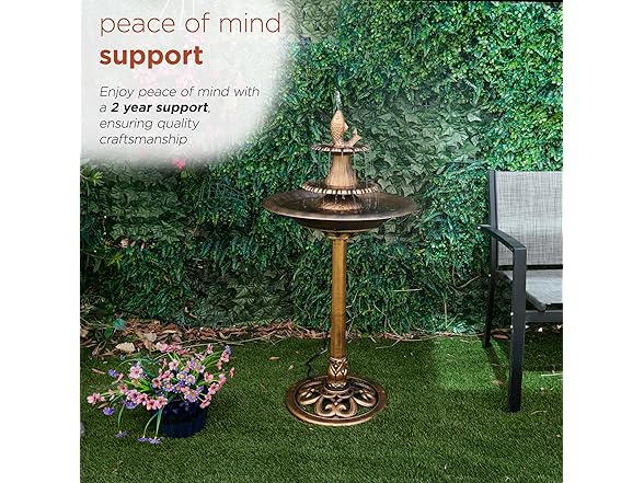 40" Tiered Pedestal Fish Fountain Birdbath
