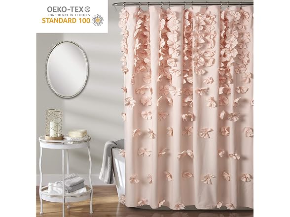 Lush Decor Riley Shower Curtain, 72" W x 72" L Blush