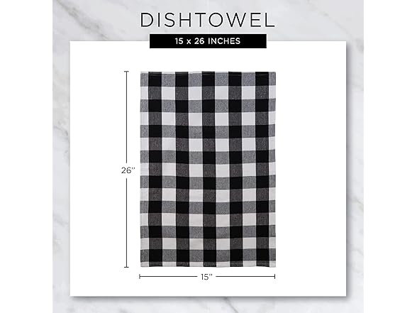DII Terry Waffle Dishtowel 4PcSet, Black