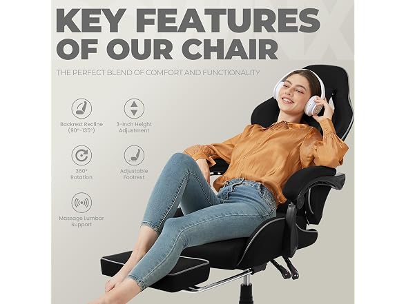 Dowinx Fabric Gaming Chair Black