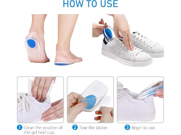 Dr.Pedi Heel Cups for Heel Pain 3 Pairs Gel
