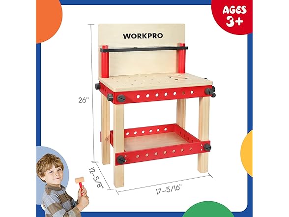 WORKPRO Wooden Workbench Kit Kids Tool Bench