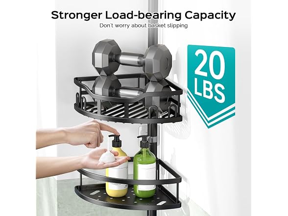 HAMITOR 4-Tier Corner Shower Caddy Pole