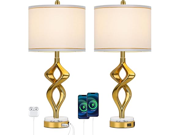 TOBUSA 28.5" Modern Sculptural Living Room Table Lamps Set of 2