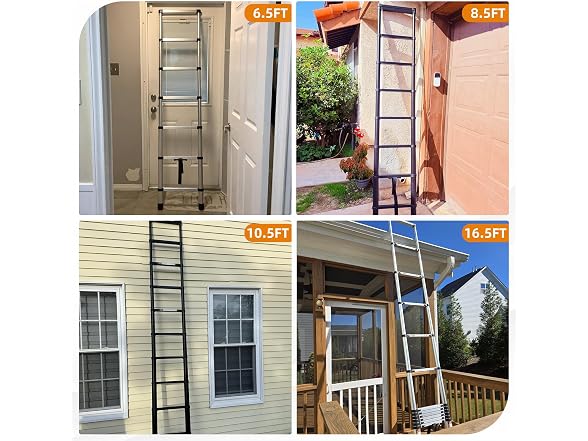 SPIEEK W0893 Telescoping Ladder 8.5FT Black (Open Box)