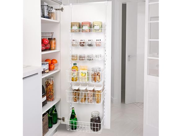 Smart Design Over The Door Pantry Organizer Rack with 6 Adjustable Shelves