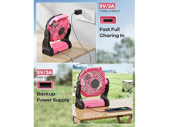 Art In Real Rechargeable Camping Fan with LED Lantern