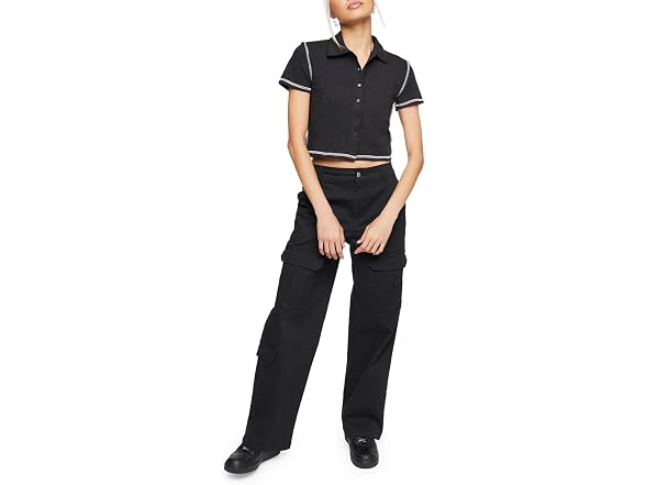 Forever 21 Women's (M) Button-Down Shirt Black Med