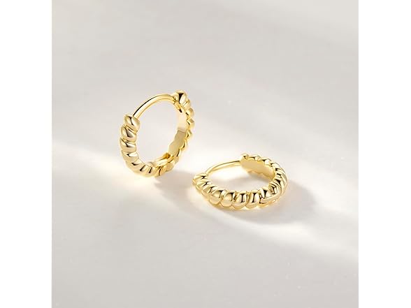 MOMELF Hoop Earrings Gold Twisted 16mm