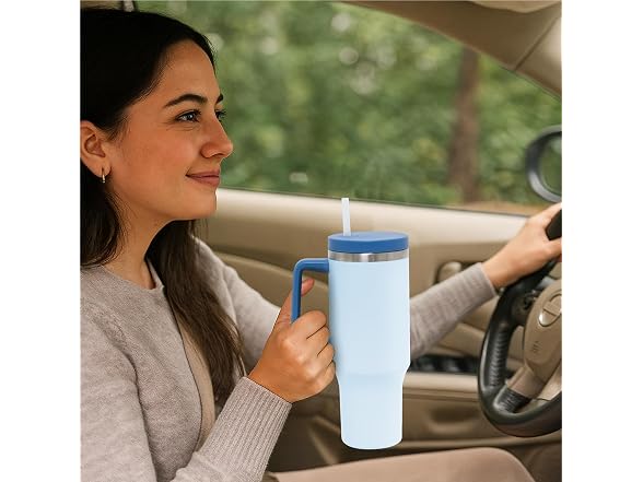 Glad Pioneer Stainless Steel Tumbler with Lid and Straw  40oz, Blue
