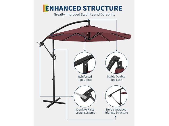 GarveeLife 10ft Offset Umbrella Tan