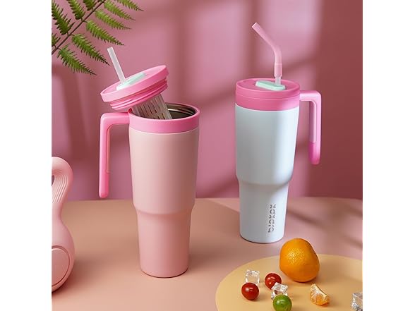 BJPKPK 40oz Tumbler w/Handle Light Pink