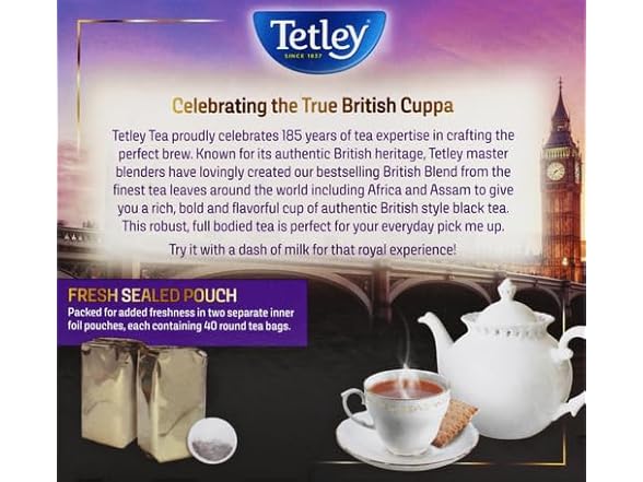 80CT Tetley British Blend Premium Black Tea, Regular