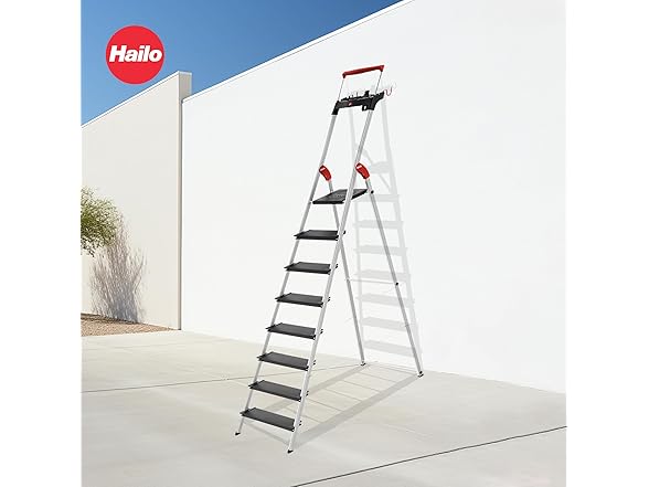 Hailo Folding L100 Step Ladder, Non-Slip, 8 Step