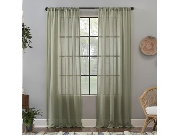 Clean Window Anti-Dust Sheer Curtain 52"x84", Green