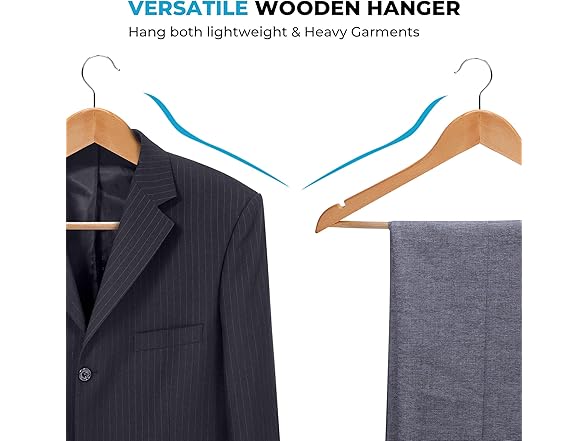 JS Home Non-Slip Wooden Hangers 20 Pack