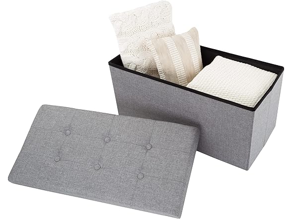 Lavish Home Folding Storage Ottoman - 30" Tufted