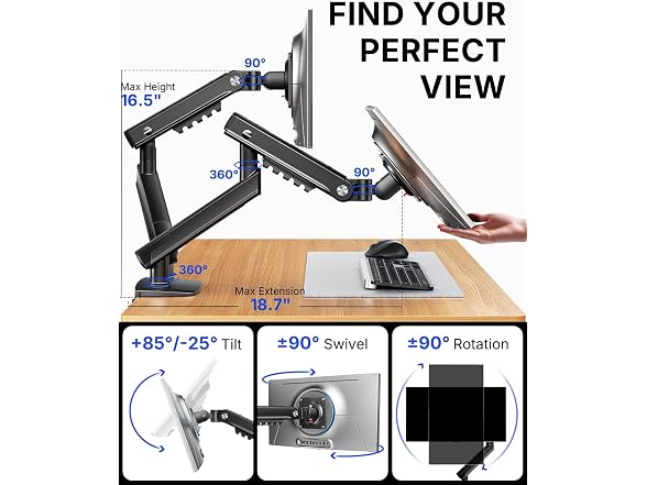 HUANUO FlowLift Pro Dual Monitor Mount
