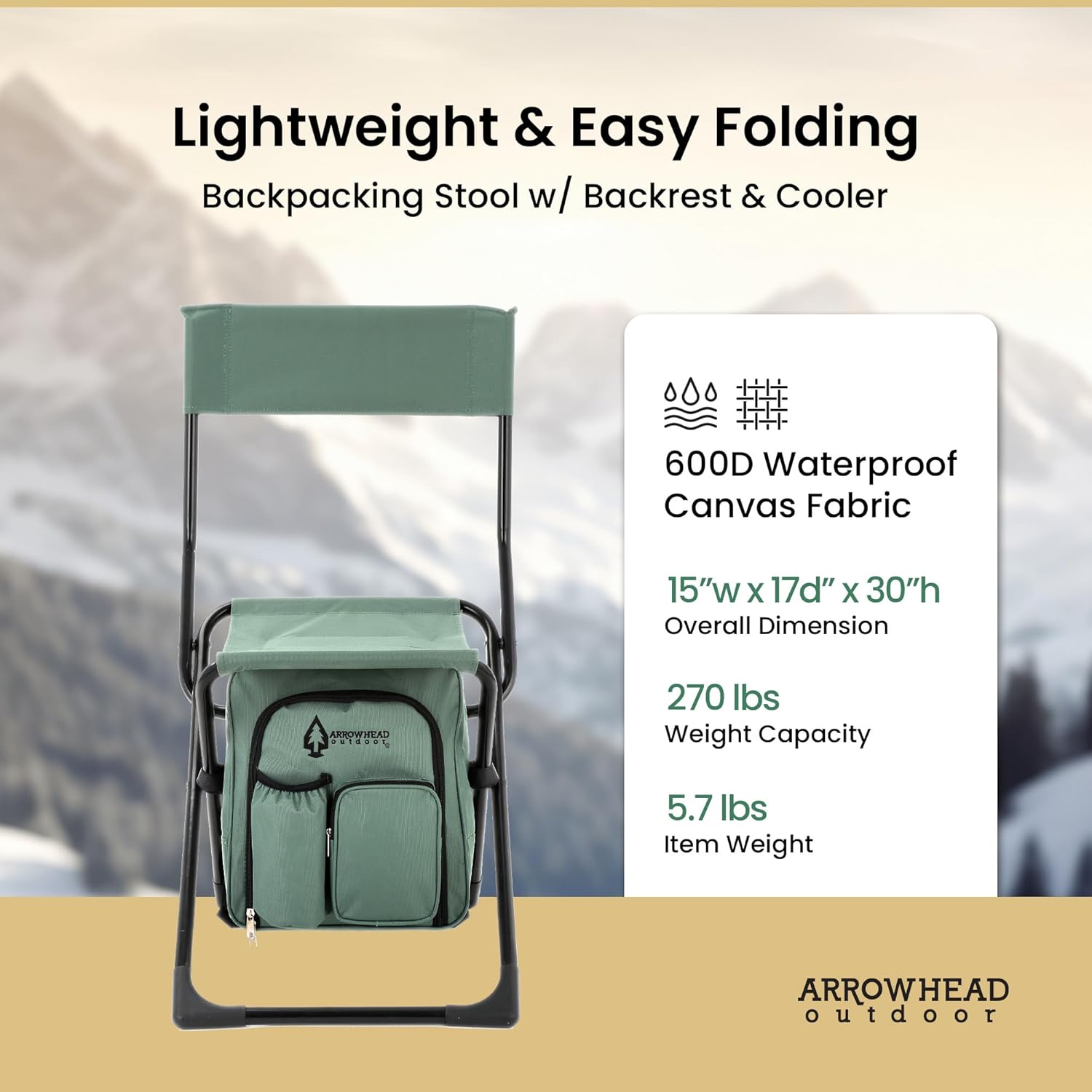 ARROWHEAD OUTDOOR Backrest Stool w/ Cooler Bag - Gallery 26