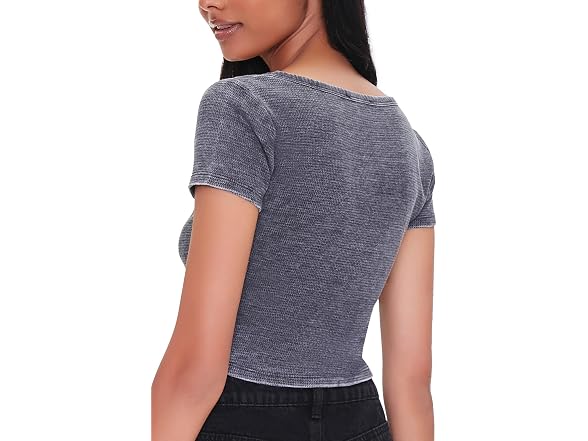 Forever 21 (XS) Button-Front Crop Top