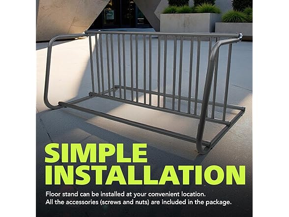 10-Bike Floor Rack 59" Wide Steel