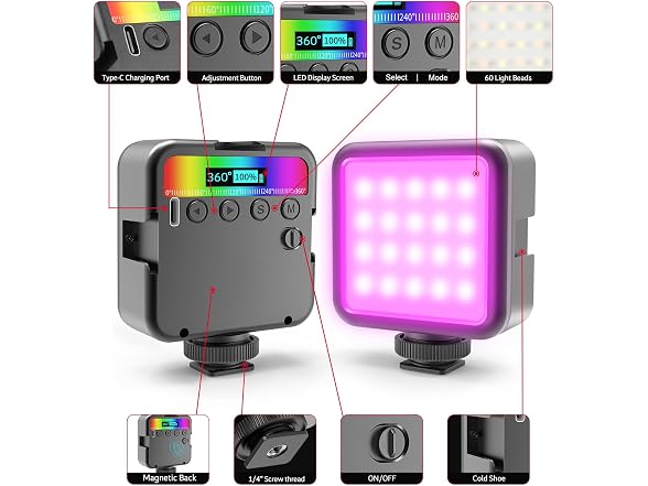 ALTSON Magnetic RGB LED Video Light (Black)