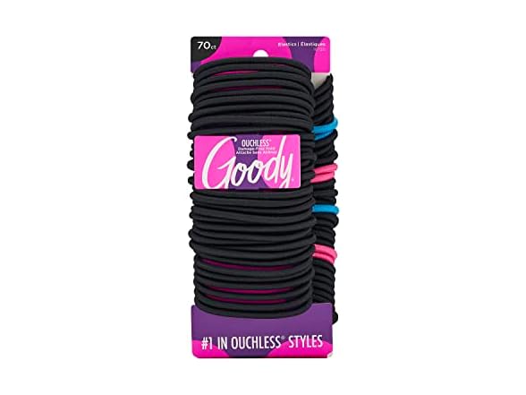 Goody Ouchless Elastics Value Pack, Black & Bright, 70ct