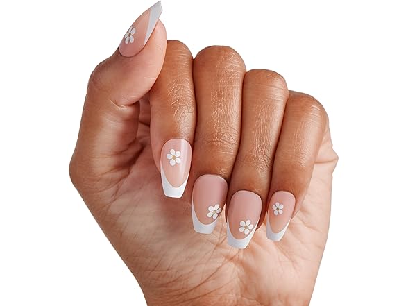 KISS French Tip Press On Nails, ‘Sunlit Days’