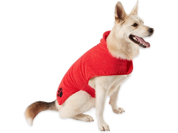 Bone Dry Pet Robe Collection Embroidered, Red, Large