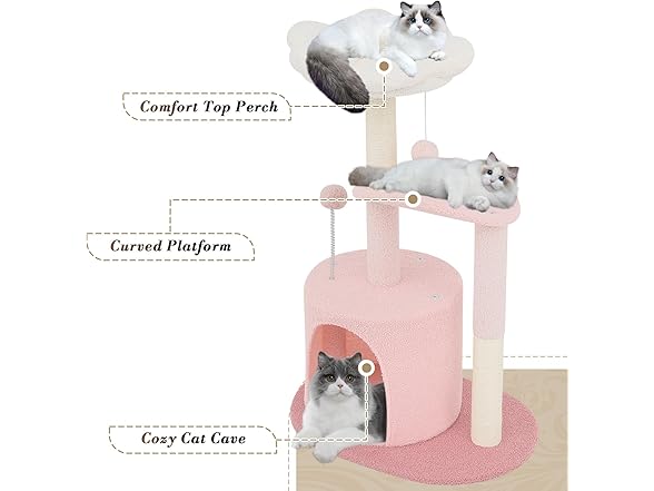 Athena Collection Small Cat Tree Condo with Sisal Scratching Post