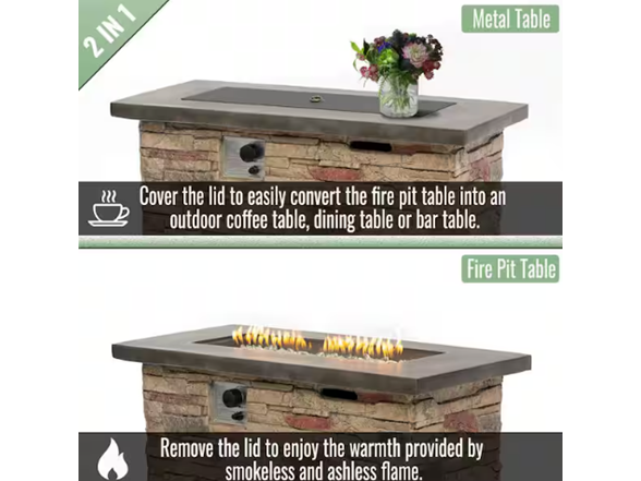 Sandston 42" Concrete Fire Table 50k BTU