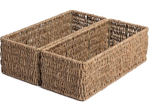 CROS Bathroom Basket for Toilet Tank, Seagrass Set of 2