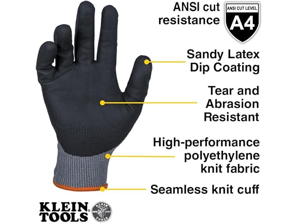 KLEIN TOOLS Klein Tools Winter Work Gloves, Knit Dippe
