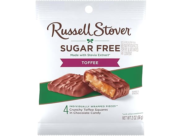 Russell Stover SF Toffee Choc Squares 10pk
