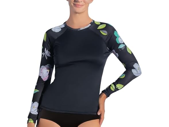 Kanu Surf Women's LS UPF50 Rash Top Black (M)