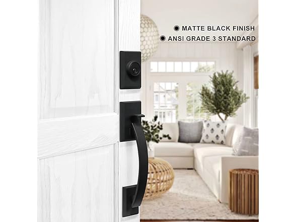NeuType Front Door Handle Set Matte Black