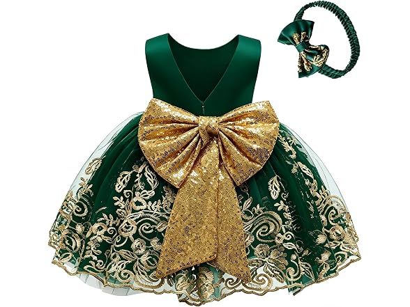 Avazu Girls (3-6 MOS) Bowknot Sequins Lace Dress