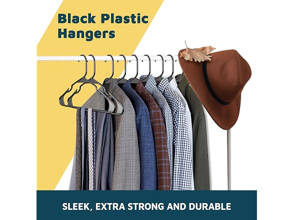 Lifemaster Plastic Clothes Hanger Set - 120 Pieces Black 